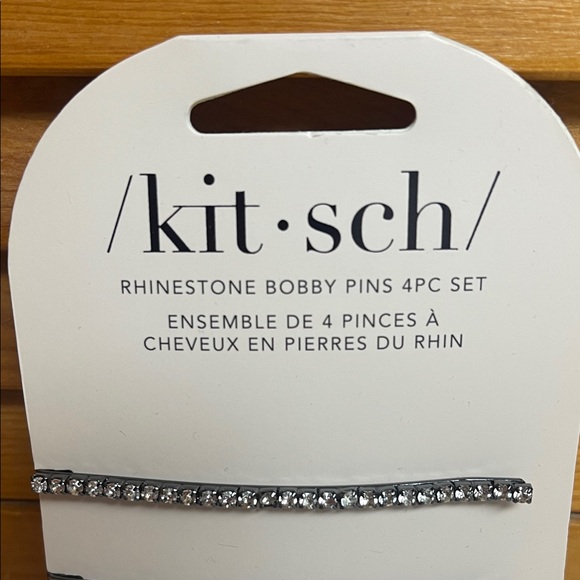Kitsch Rhinestone Bobby Pins – Black Metal with Silver Sparkle (4pc) - Picture 2 of 12